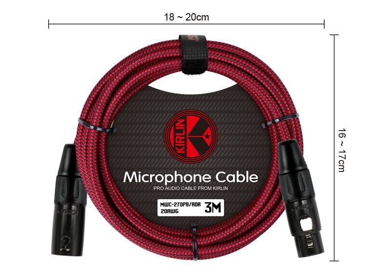 Kirlin MWC 270 PB 3 Mt / RDA Kırmızı-Siyah Örgülü Mikrofon Kablosu