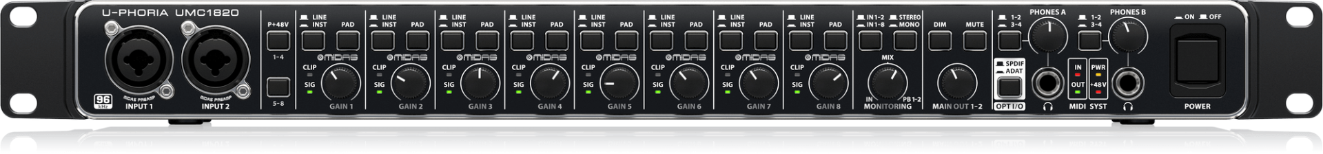 BEHRINGER UMC1820 Midas Mic Pre Amplifikatörlü Audiophile 18X20 Profesyonel USB Ses Kartı