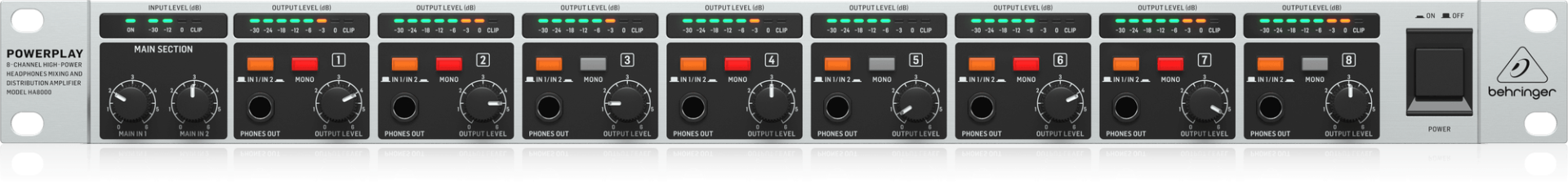 BEHRINGER HA8000 V2 8 kanallı Kulaklık Miksleme/Dağıtım Amplifikatörü