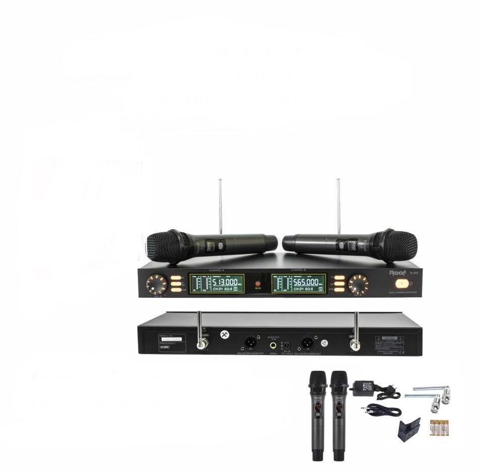 Roof R-202 E-E Uhf Band Dijital Çift Kanal EL- EL Tipi Telsiz Kablosuz Mikrofon