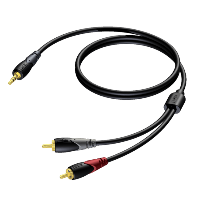 Procab CLA711/3 Çift RCA (tos) Jaktan Tekli 3,5mm Stereo Mini Jaka Kablo (3 mt)