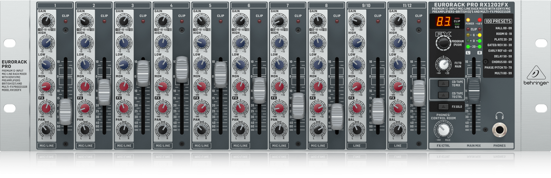 BEHRINGER RX1202FX 12 Kanallı Rack Tipi Efektli Mikser