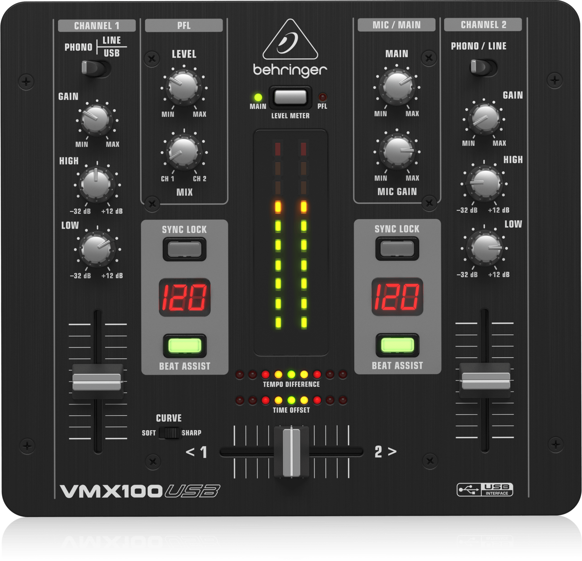 BEHRINGER VMX100USB 2 Kanal Profesyonel USB Dj Mikseri