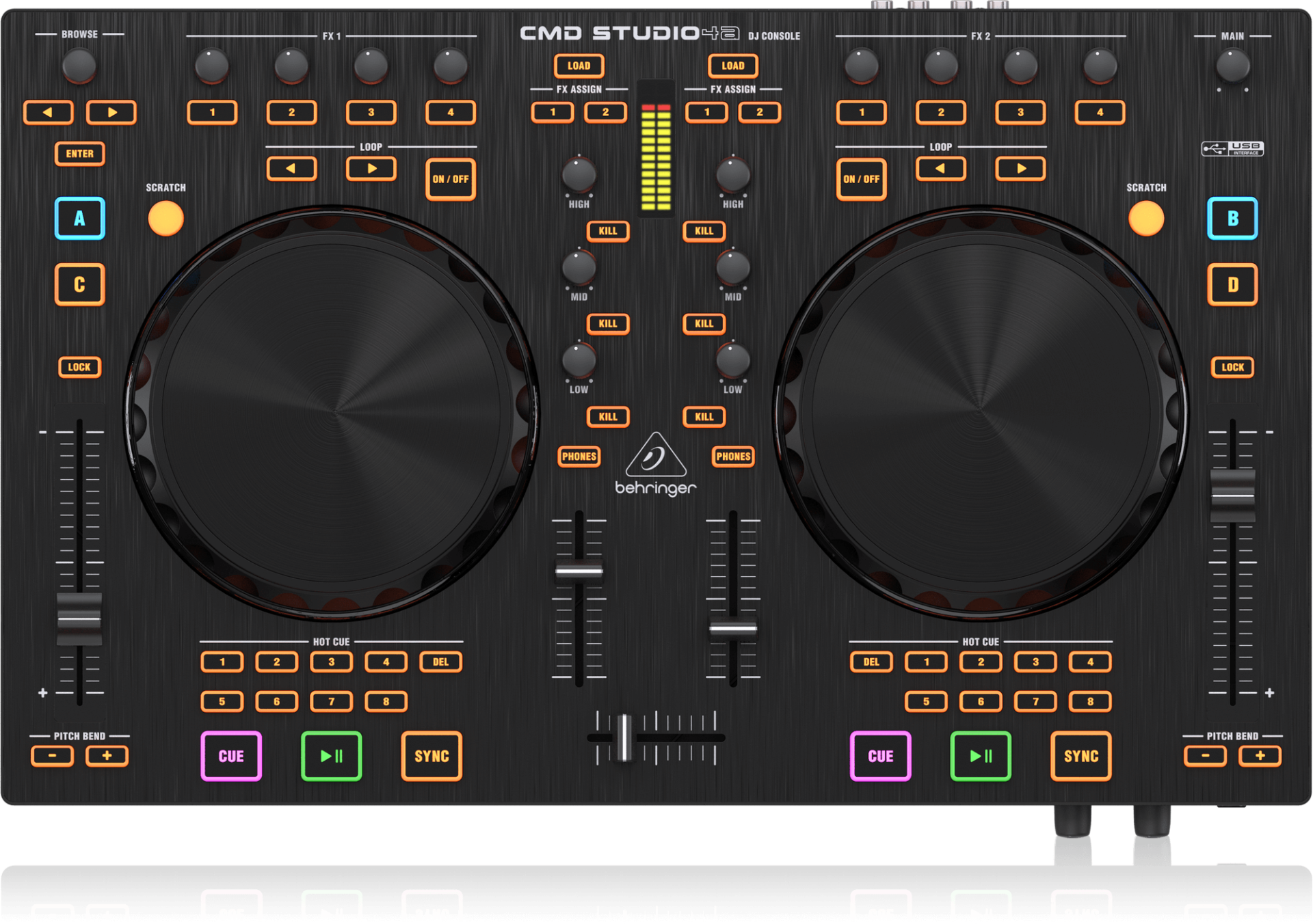 BEHRINGER CMD STUDIO 4A CMD Studio 4a 4-Deck DJ MIDI Controller with 4-Channel Audio Interface