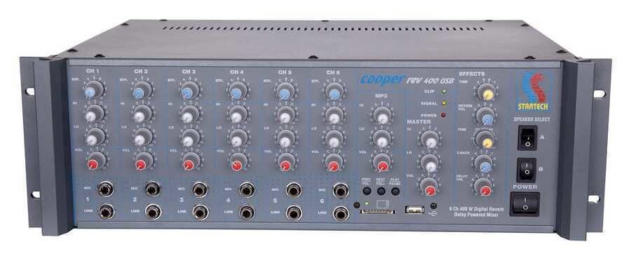 Startech COOPER REV/400 T USB 6 Kanal 400 Watt Mono Mikser Amfi