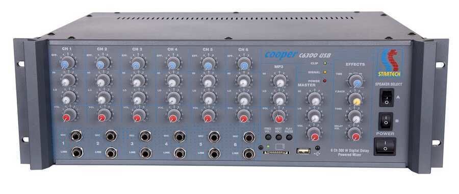 Startech COOPER C6/300 T USB 6 Kanal 300 Watt Trafolu Mono Mikser Amfi