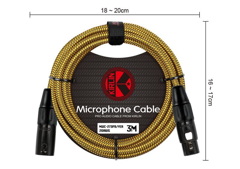 Kirlin MWC 270 PB 3 Mt / YEA Sarı-Siyah Örgülü Mikrofon Kablosu