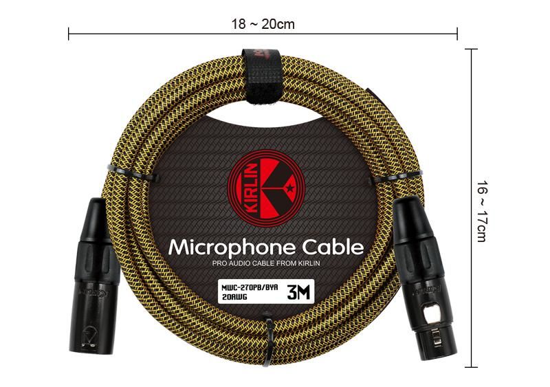 Kirlin MWC 270 PB 3 Mt / BYA Siyah-Sarı Örgülü Mikrofon Kablosu