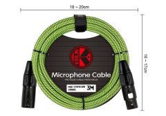 Kirlin MWC 270 PB 3 Mt / GRA Yeşil-Siyah Örgülü Mikrofon Kablosu