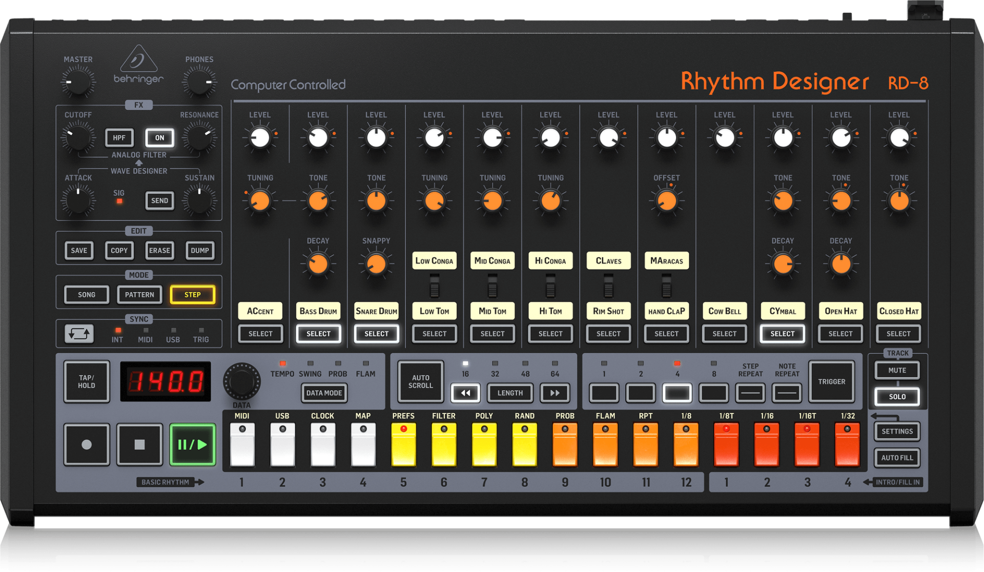 BEHRINGER Rhythm Designer RD-8  Analog Drum Machine