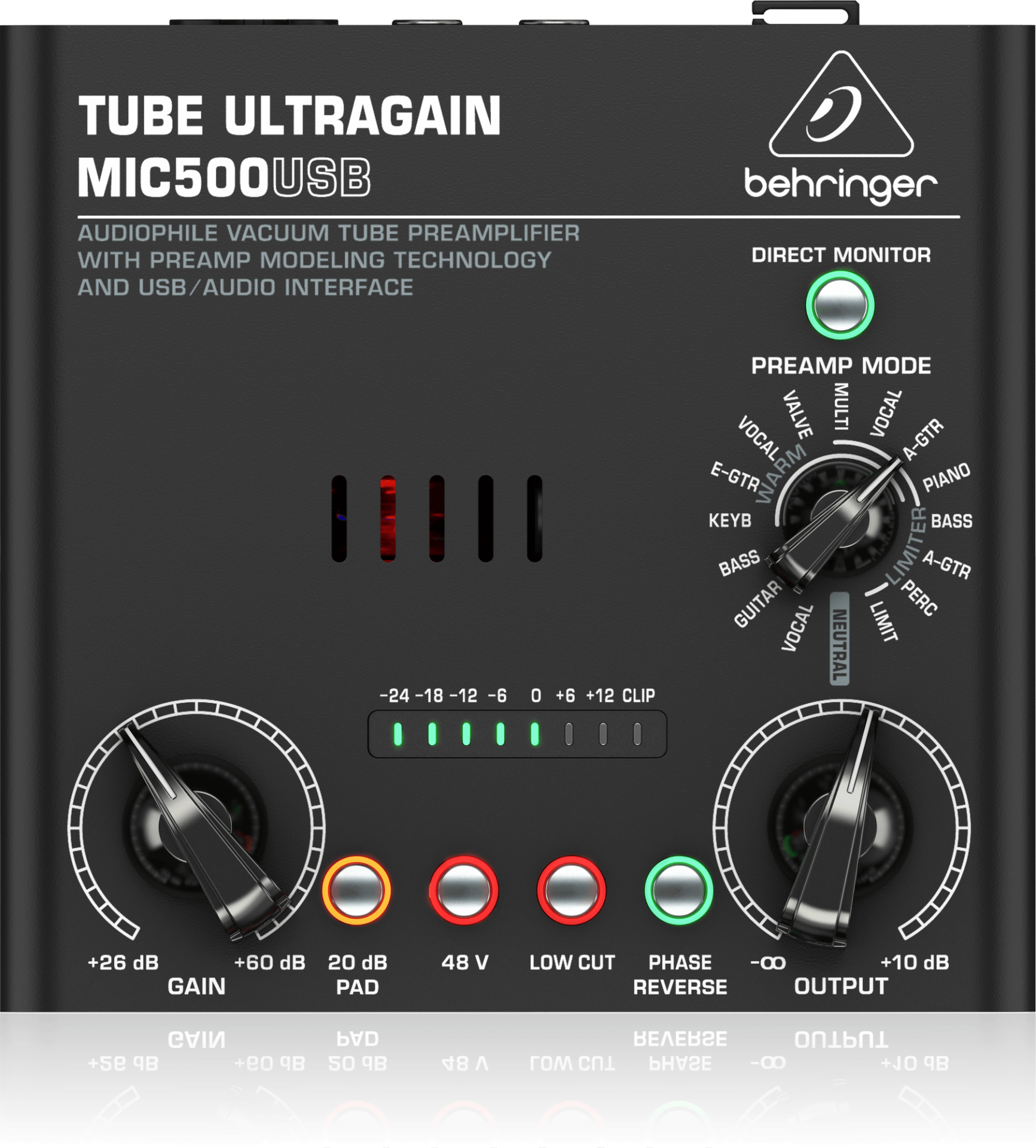BEHRINGER MIC500 USB TUBE ULTRAGAIN VACUUM TUBE PREAMPLIFIER