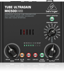 BEHRINGER MIC500 USB TUBE ULTRAGAIN VACUUM TUBE PREAMPLIFIER