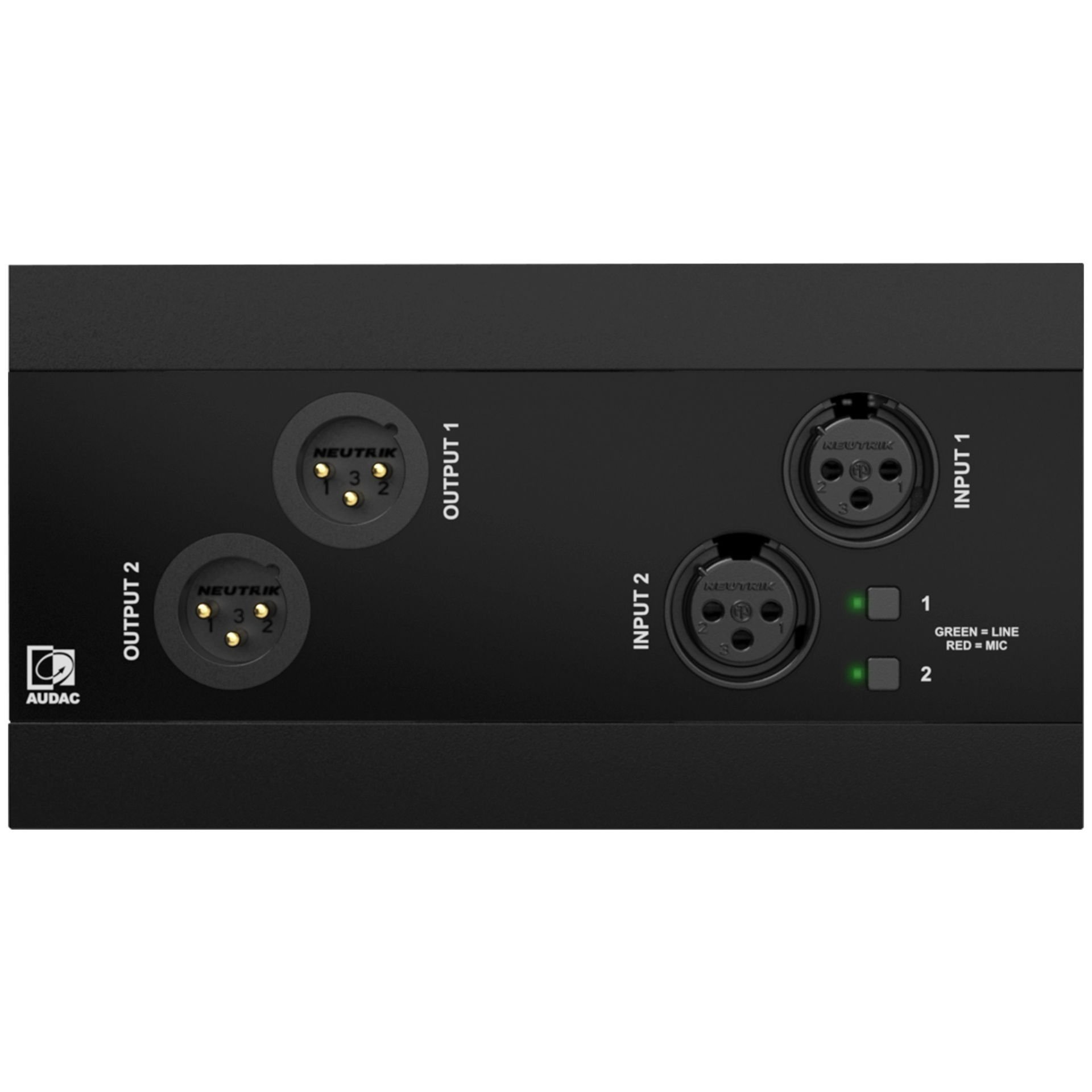 Audac NWP 222 B Ağ Giriş Paneli - 2 x XLR + BT (4 x 2 CH) Siyah