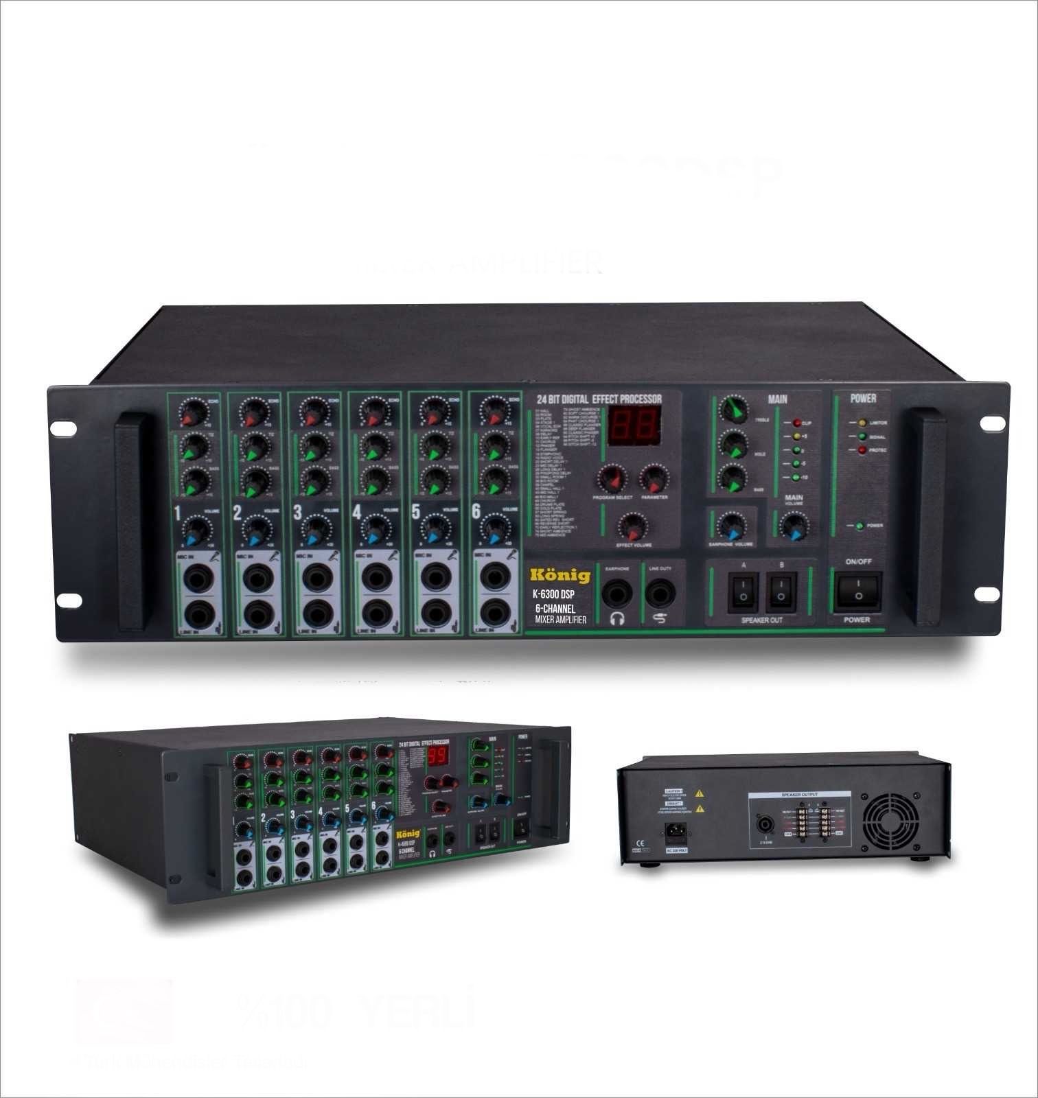 KÖNİG K-6300 DSP 6 KANAL 300W 4-8 ohm / 100V ANFİ