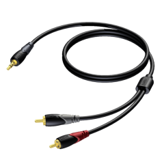 Procab CLA711/3 Çift RCA (tos) Jaktan Tekli 3,5mm Stereo Mini Jaka Kablo (3 mt)