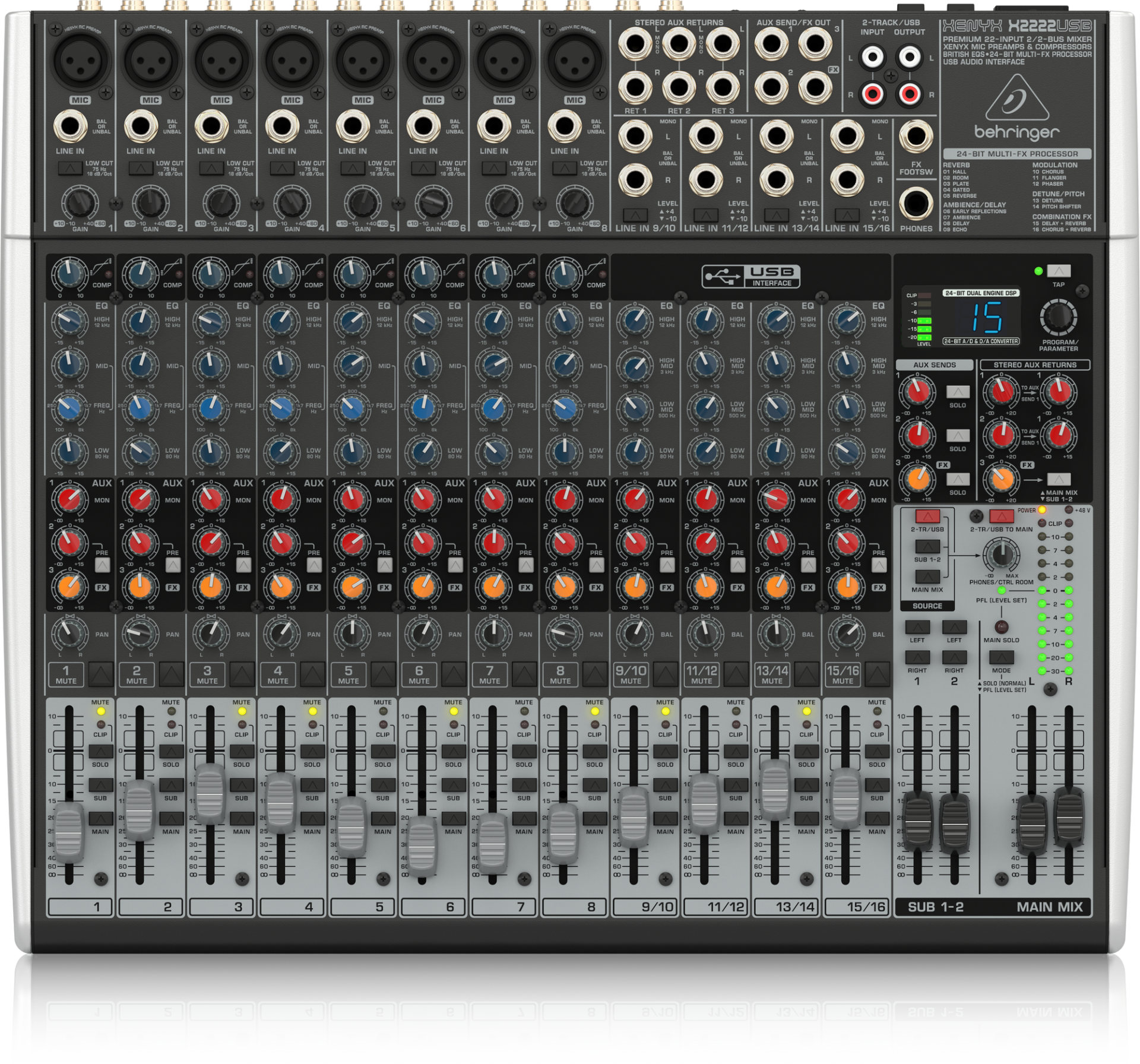 BEHRINGER XENYX X2222USB 22 Kanallı Efektli USB Mikser