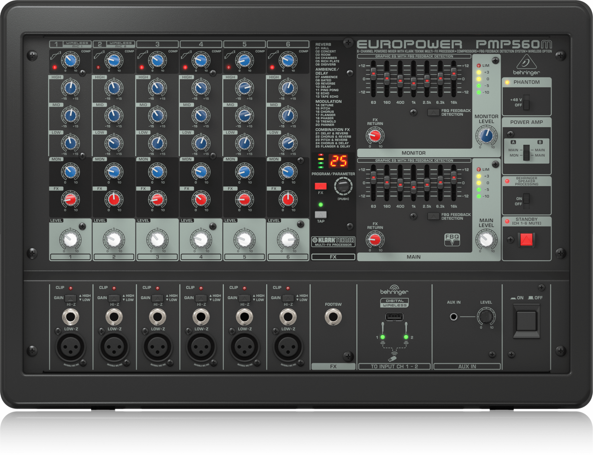 BEHRINGER PMP560M Europower PMP560M 500 Watt 6-Kanal Power Mixer