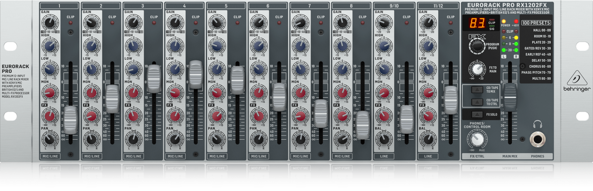 BEHRINGER RX1202FX 12 Kanallı Rack Tipi Efektli Mikser
